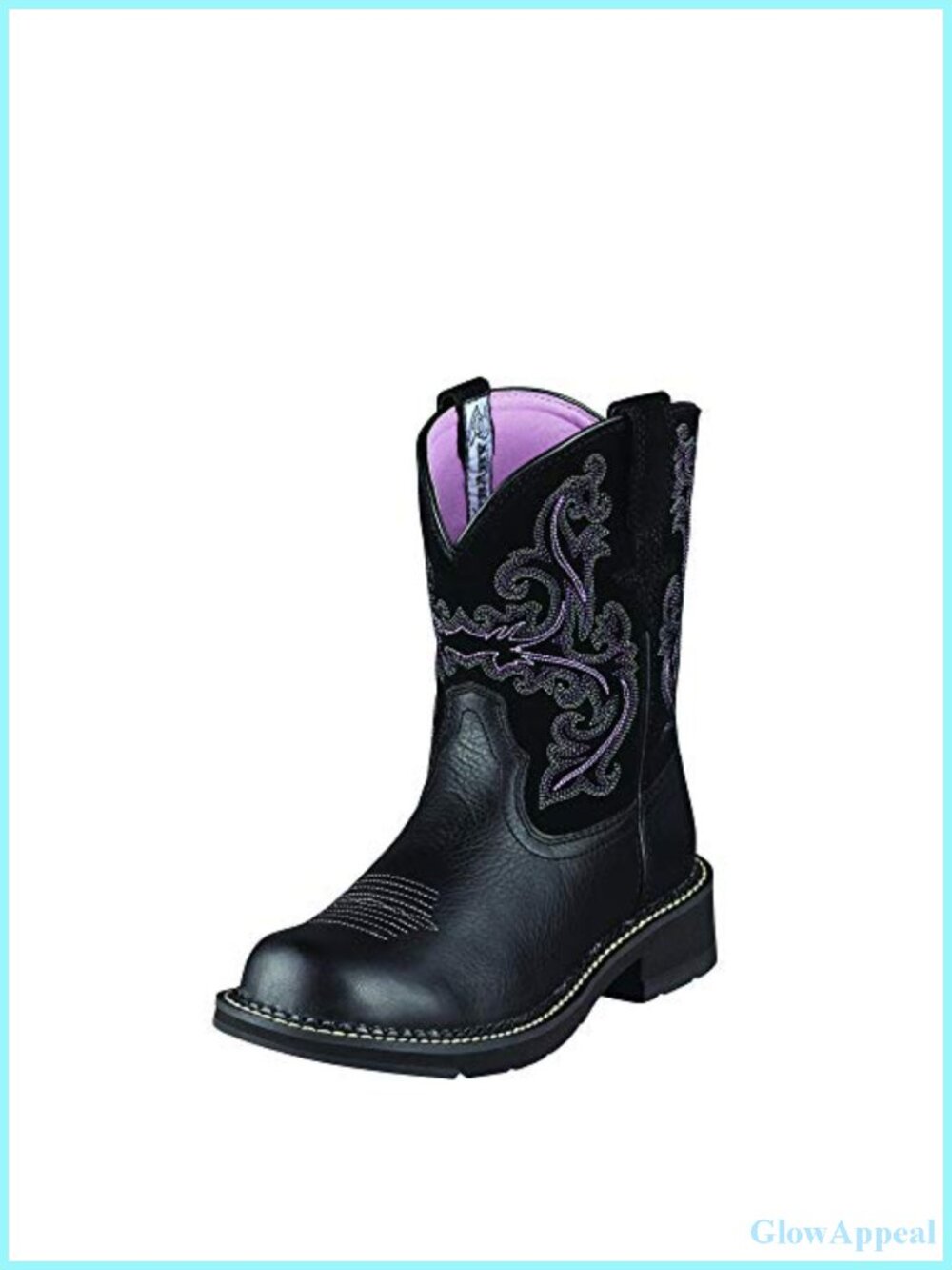 Western Leather Cowgirl Boots Round Toe Mid-Calf Riding Boot